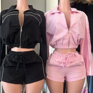Black Jacket and Shorts Set